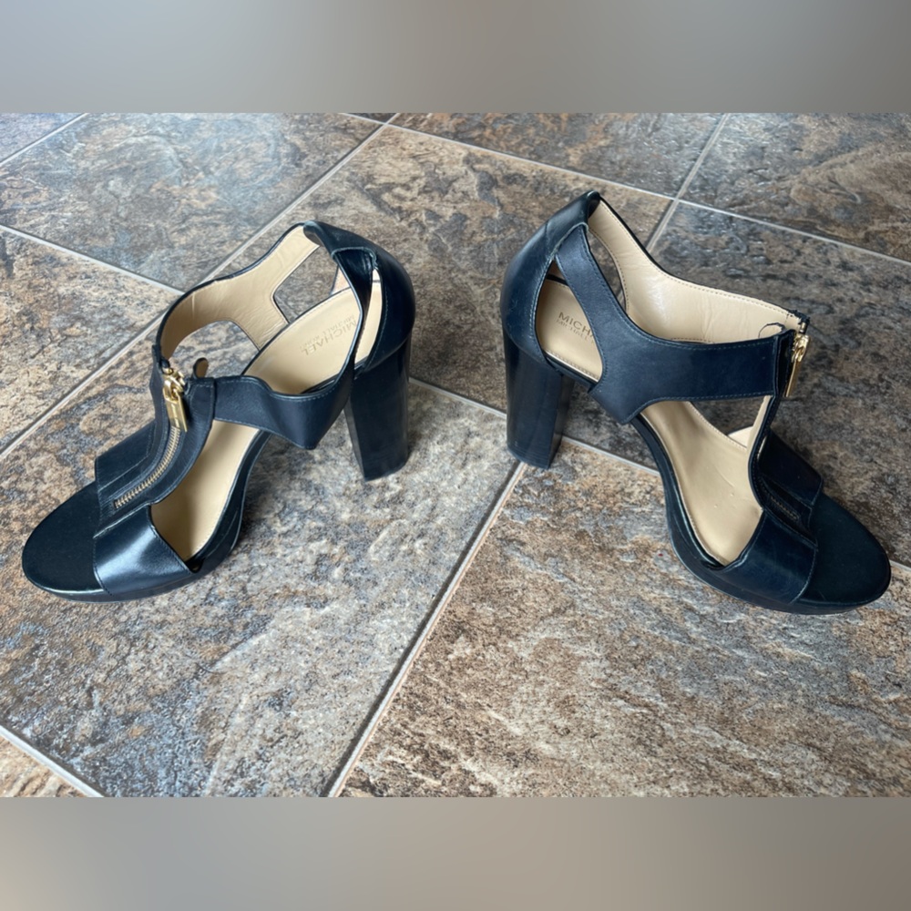 Michael Kors Bishop Platform Chunky Heel Sandals- Black, Women’s Size 10M